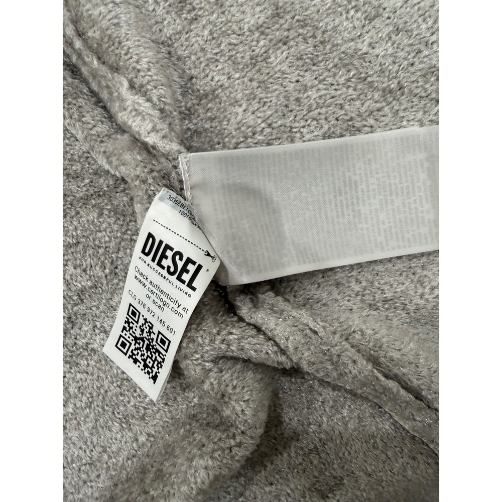 Diesel Womens Grey Fuzzy Knit Maxi Duster Cardigan Metal D Logo Buckle Size S‎ - Picture 6 of 12